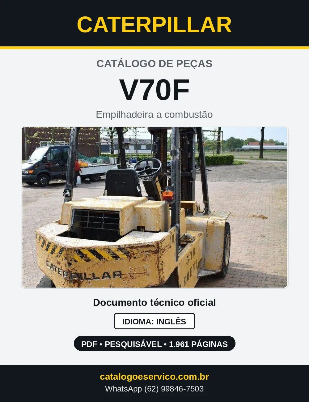 Capa do Catálogo de Peças Caterpillar V70F em PDF