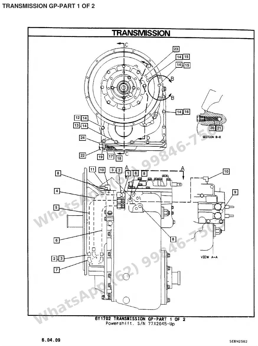 Vista explodida de peças do Catálogo Caterpillar V80E – exemplo 2