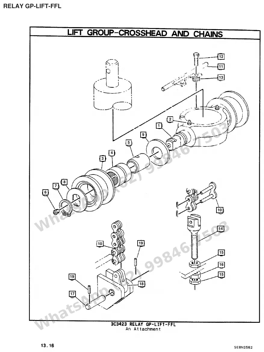 Vista explodida de peças do Catálogo Caterpillar V80E – exemplo 4