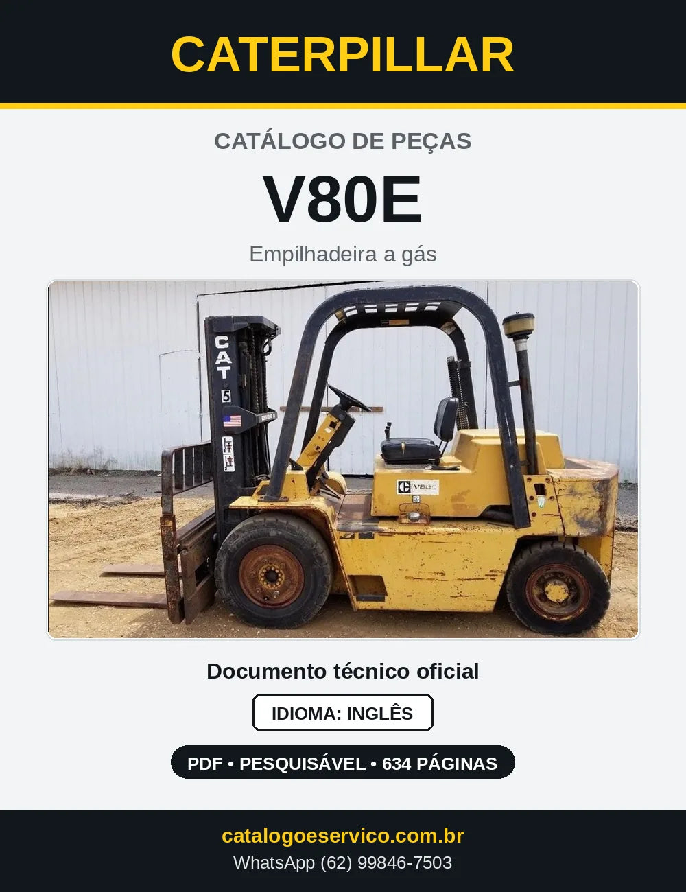 Capa do Catálogo de Peças Caterpillar V80E em PDF