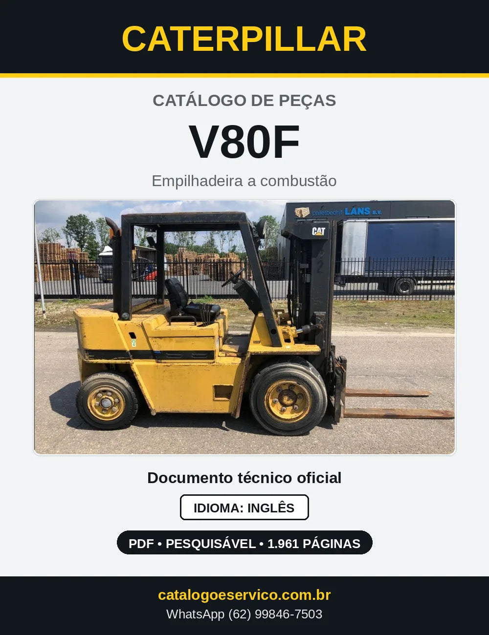 Capa do Catálogo de Peças Caterpillar V80F em PDF
