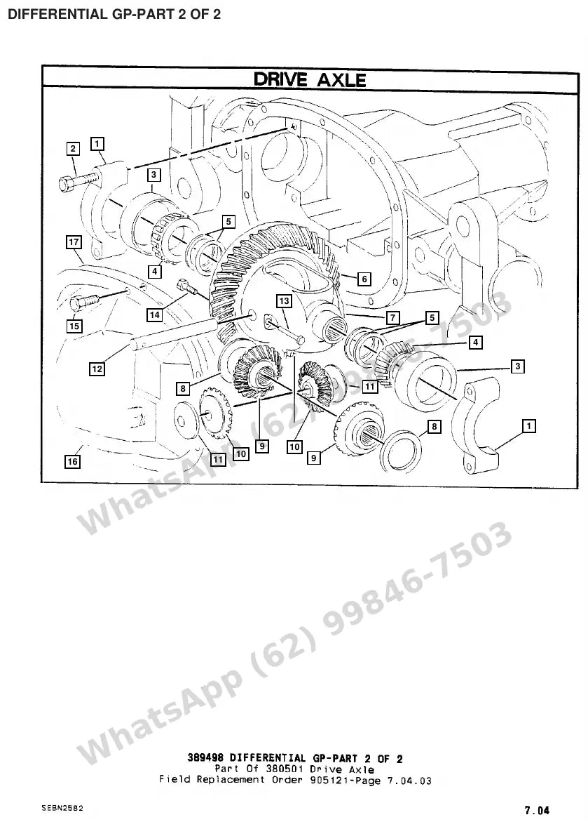 Vista explodida de peças do Catálogo Caterpillar V90E – exemplo 2