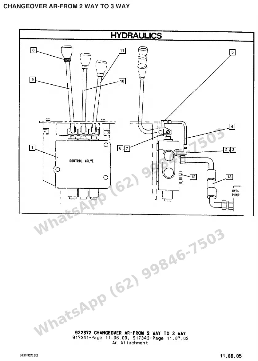 Vista explodida de peças do Catálogo Caterpillar V90E – exemplo 3