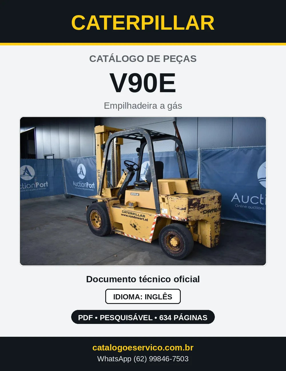 Capa do Catálogo de Peças Caterpillar V90E em PDF