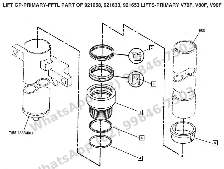 Vista explodida de peças do Catálogo Caterpillar V90F – exemplo 4
