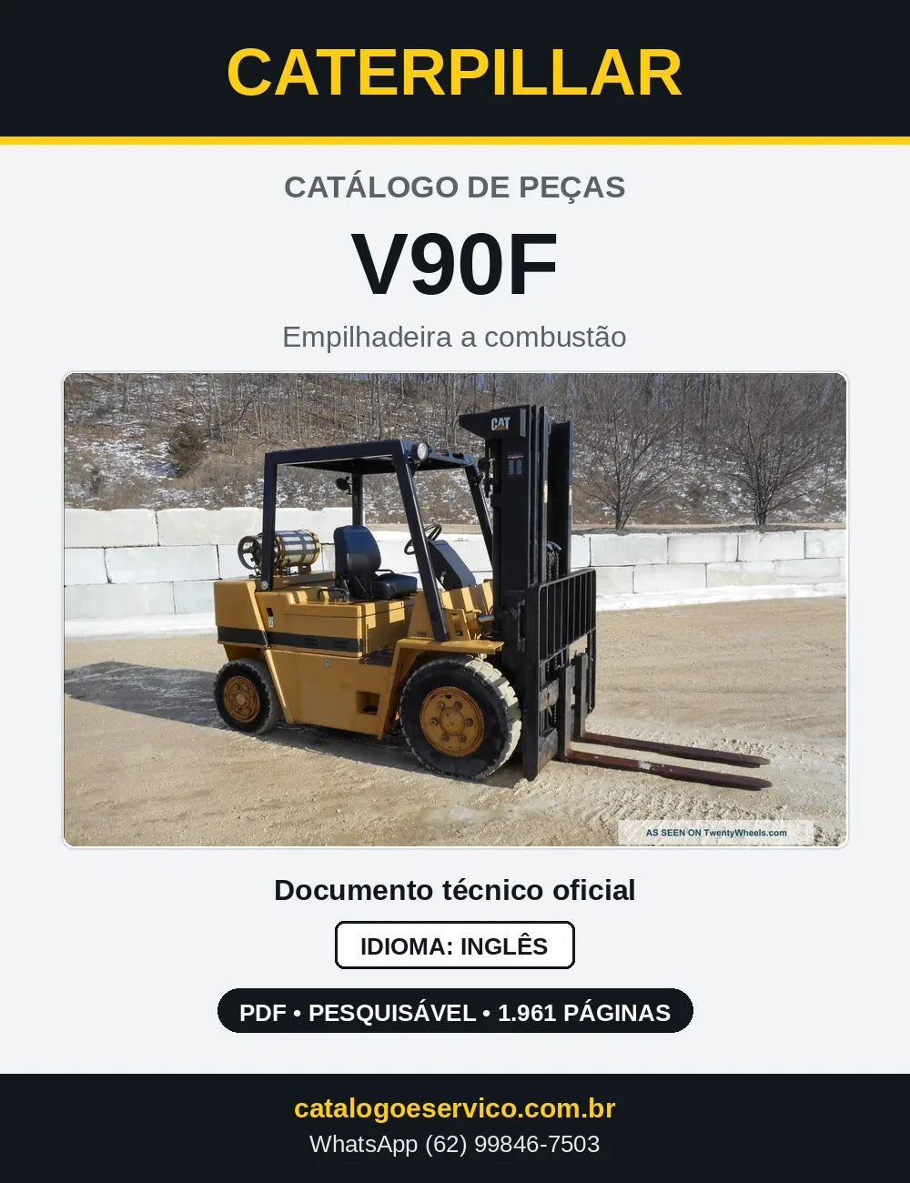 Capa do Catálogo de Peças Caterpillar V90F em PDF