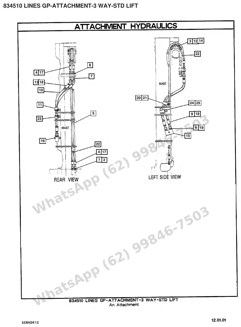 Vista explodida de peças do Catálogo Caterpillar VC60D – exemplo 2