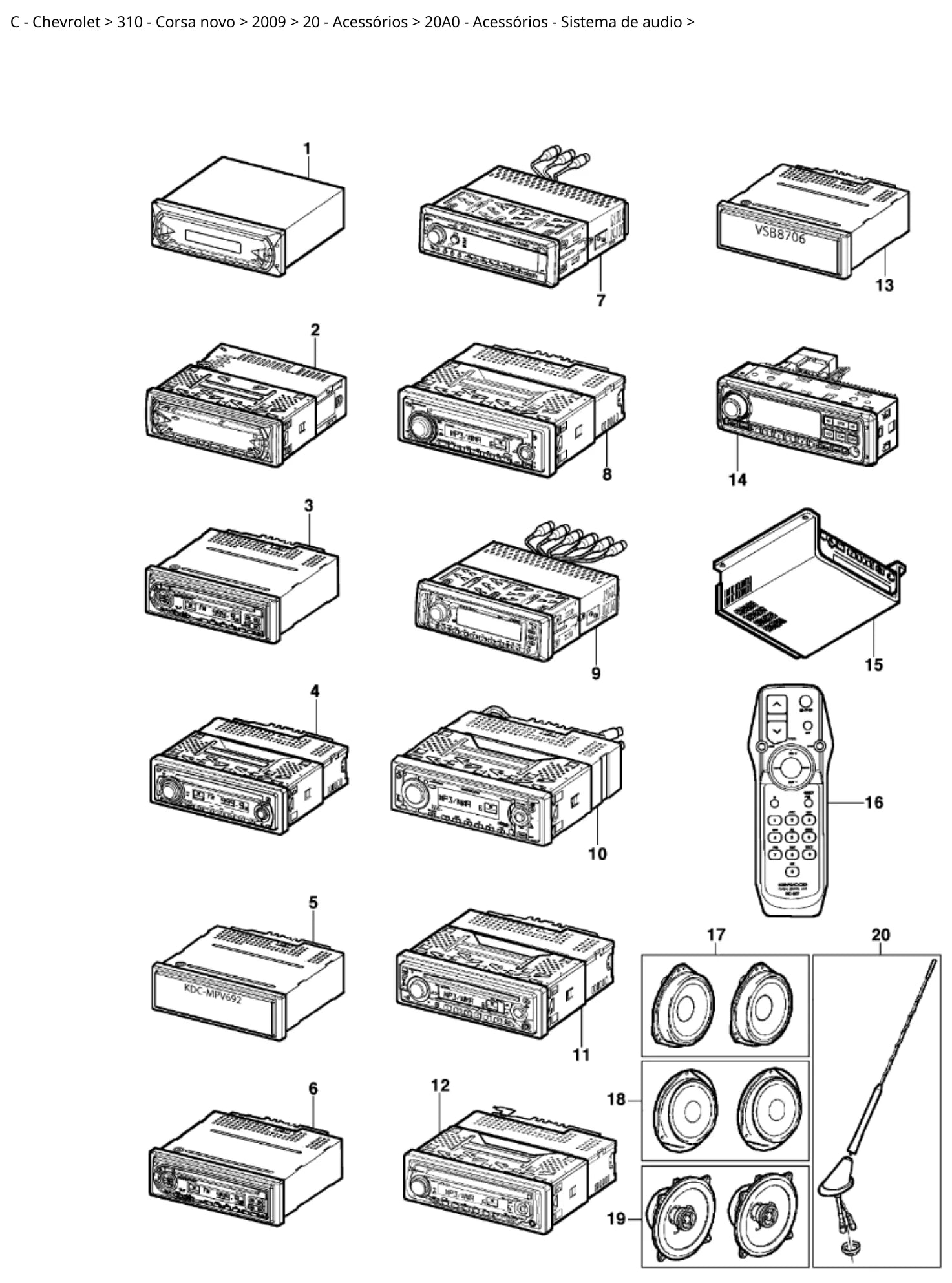 Catálogo de Peças Chevrolet Corsa 2009 (peças 2002-2012) — vista explodida 2 (pág. 1437 do PDF)