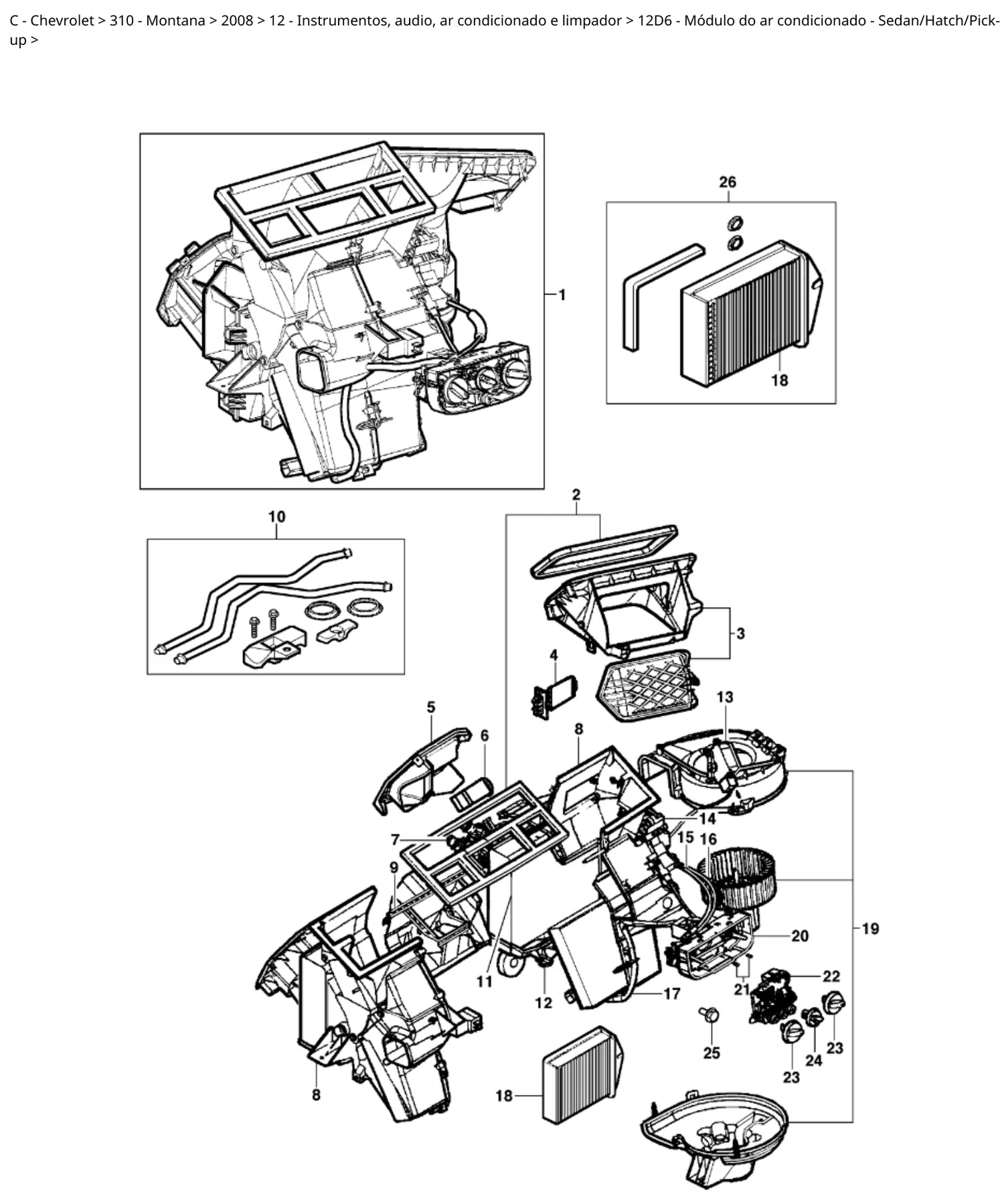 Catálogo de Peças Chevrolet Montana 2008 (peças 2002-2012) — vista explodida 2 (pág. 886 do PDF)