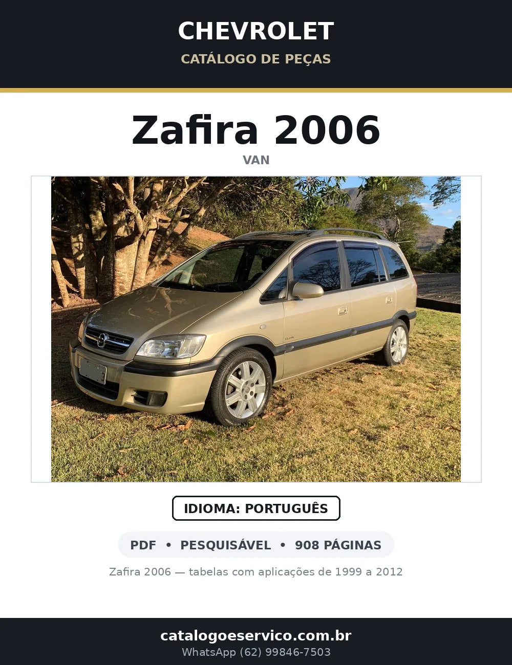 Catálogo de Peças Chevrolet Zafira 2006 (peças 1999-2012) — capa
