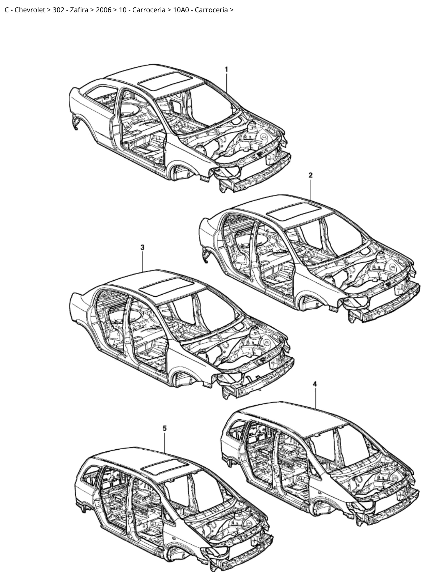 Catálogo de Peças Chevrolet Zafira 2006 (peças 1999-2012) — vista explodida 2 (pág. 473 do PDF)