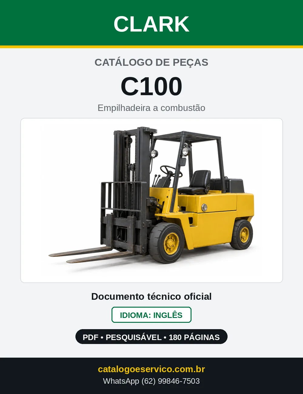 Catálogo de Peças Empilhadeira a Gasolina Clark C100 (C0100) — capa