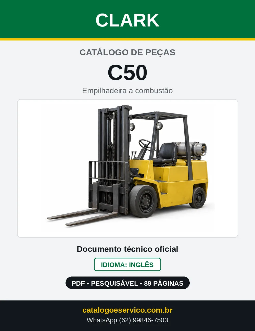 Catálogo de Peças Empilhadeira Clark C50 (C0050) — capa