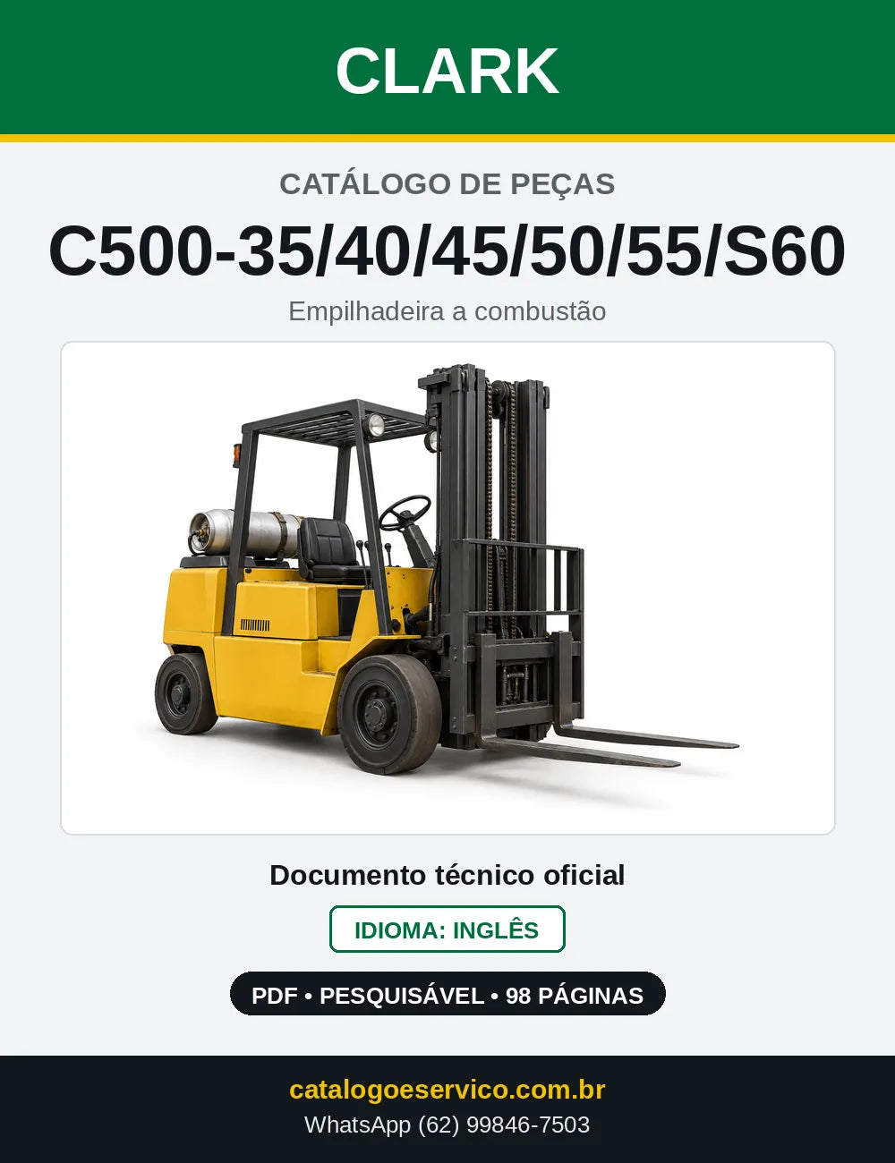 Catálogo de Peças Empilhadeira Clark C500-35/40/45/50/55/S60 (0355) — capa