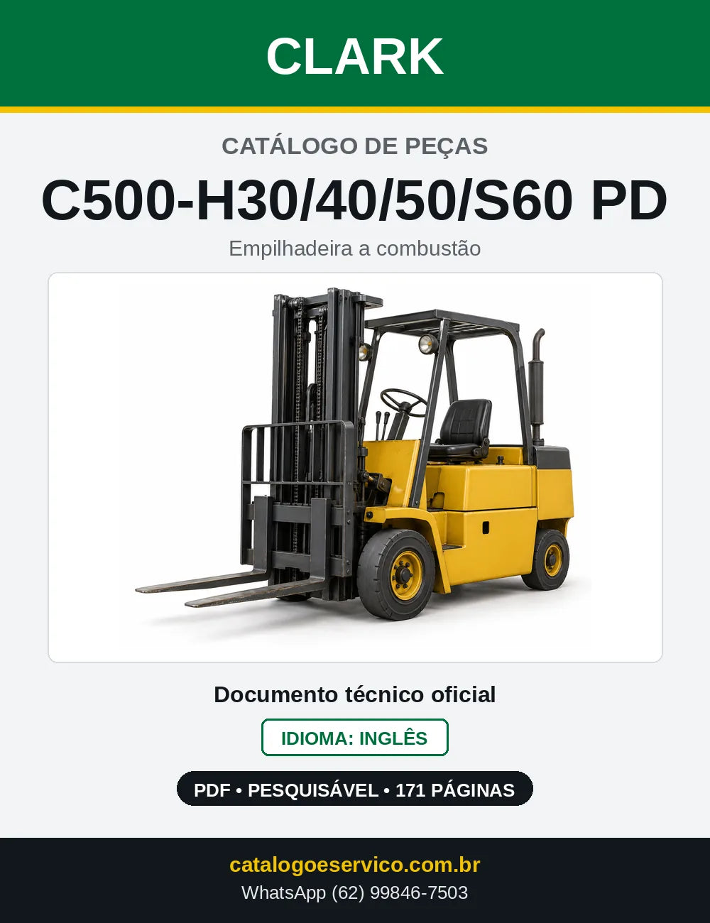 Catálogo de Peças Empilhadeira Diesel Clark C500-H30/40/50/S60 PD (H0355PD) — capa