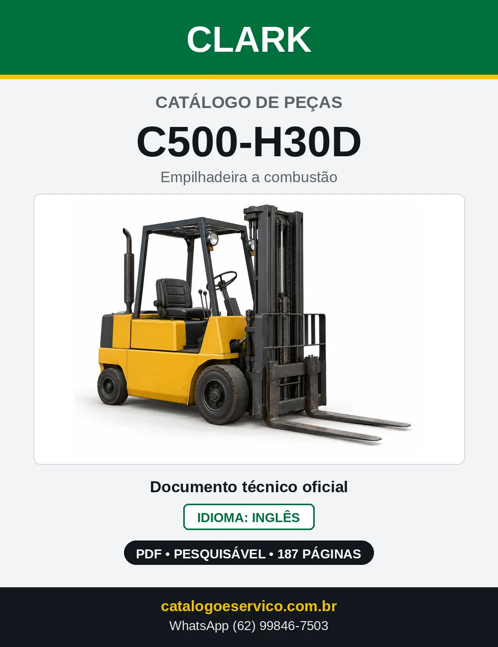 Catálogo de Peças Empilhadeira Diesel Clark C500-H30D (H0030D) — capa