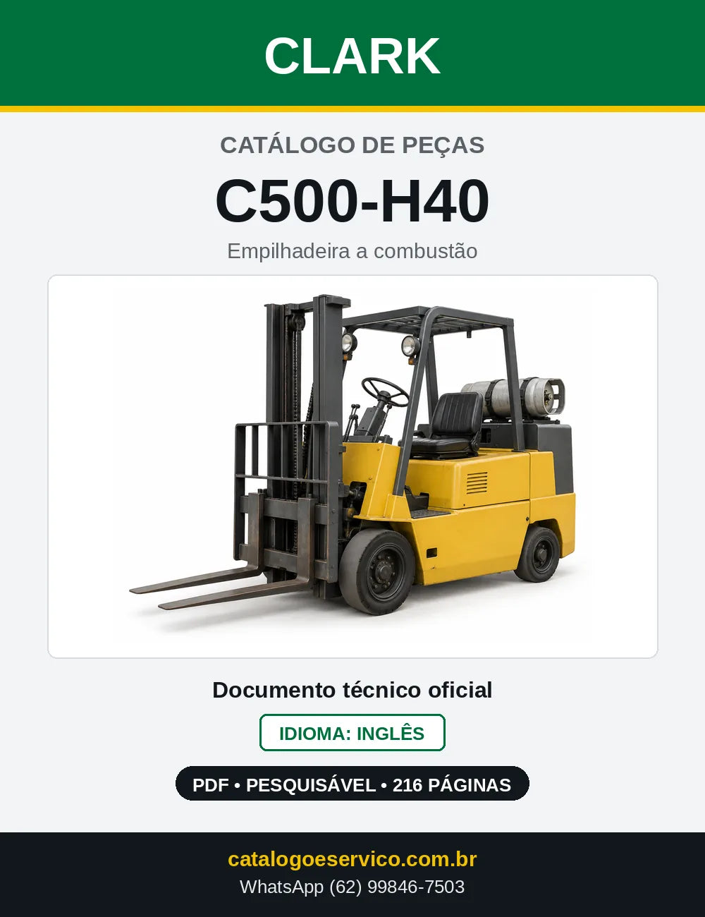 Catálogo de Peças Empilhadeira Clark C500-H40 (H0040) — capa