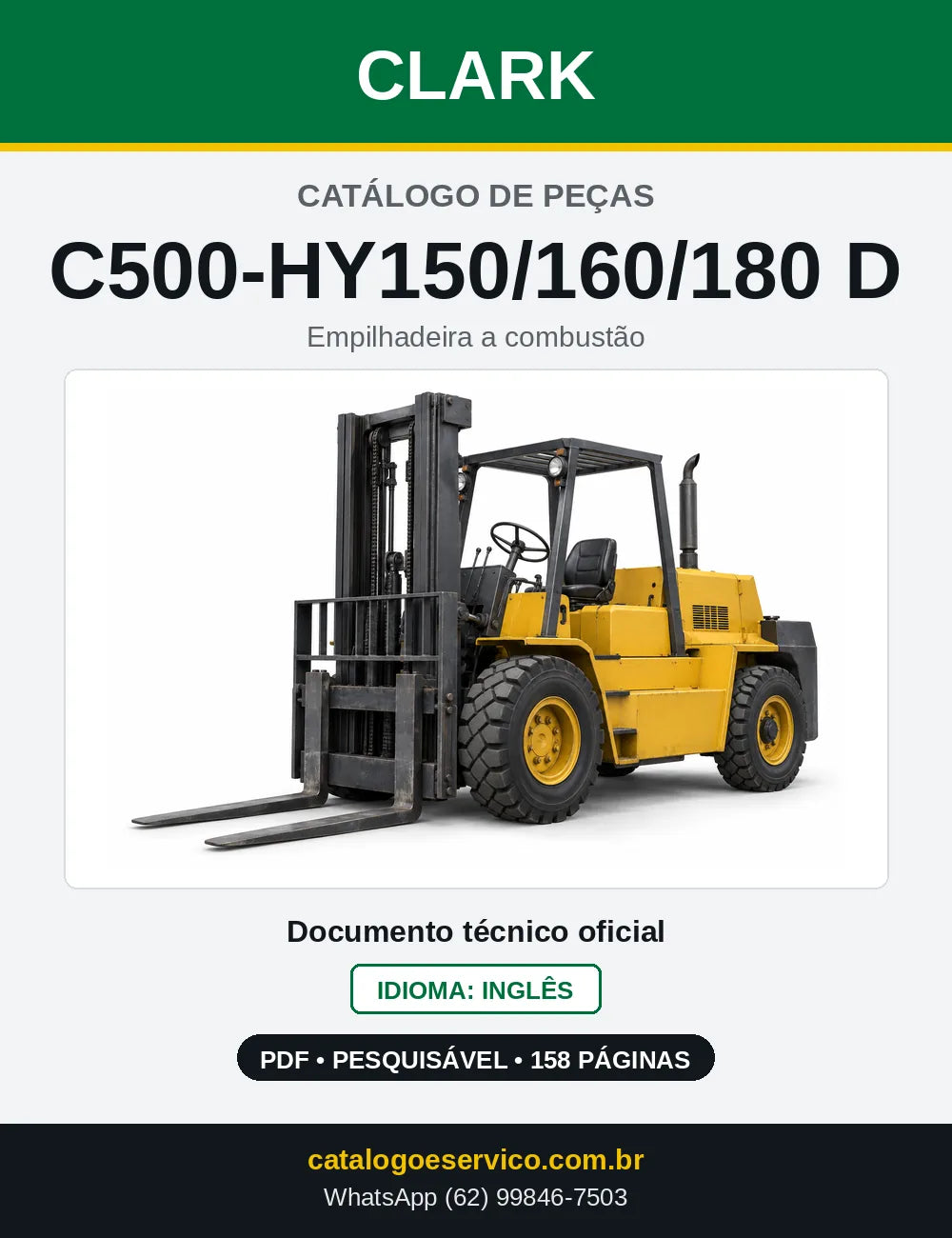 Catálogo de Peças Empilhadeira Diesel Clark C500-HY150/160/180 D (HY1425D) — capa