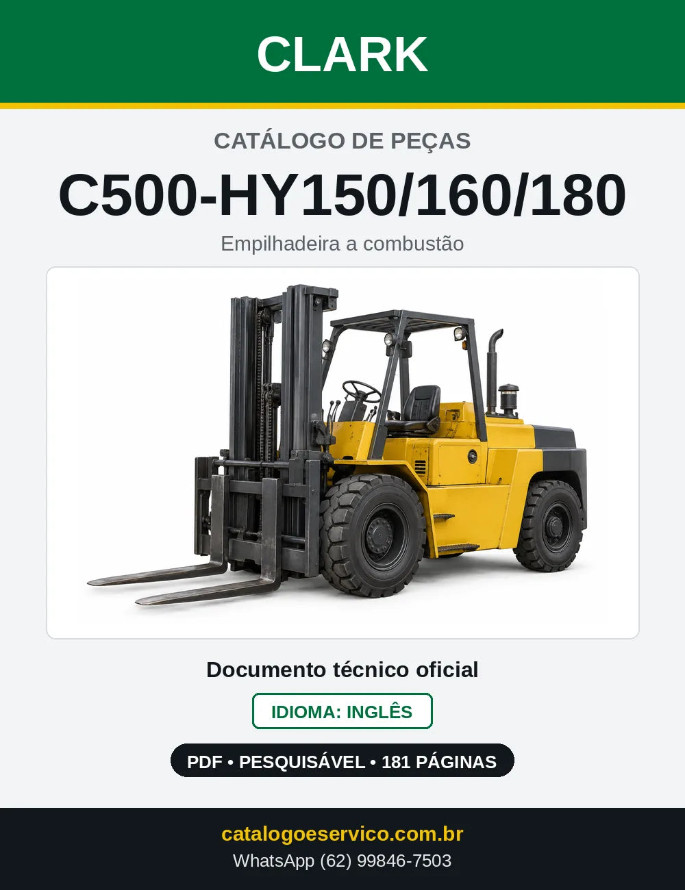 Catálogo de Peças Empilhadeira a Gasolina Clark C500-HY150/160/180 (HY1425) — capa