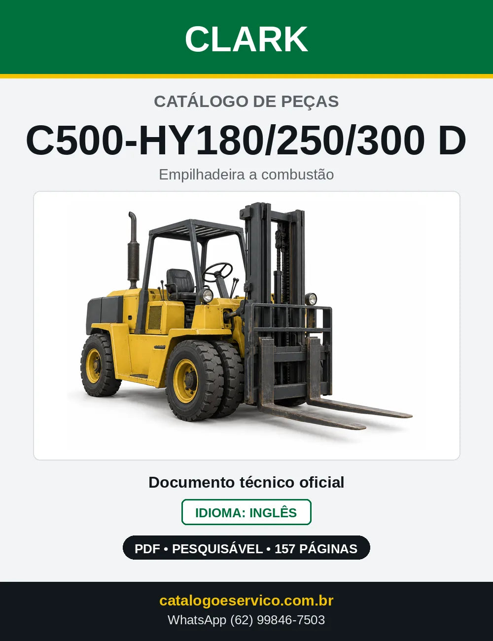 Catálogo de Peças Empilhadeira Diesel Clark C500-HY180/250/300 D (HY1830D) — capa