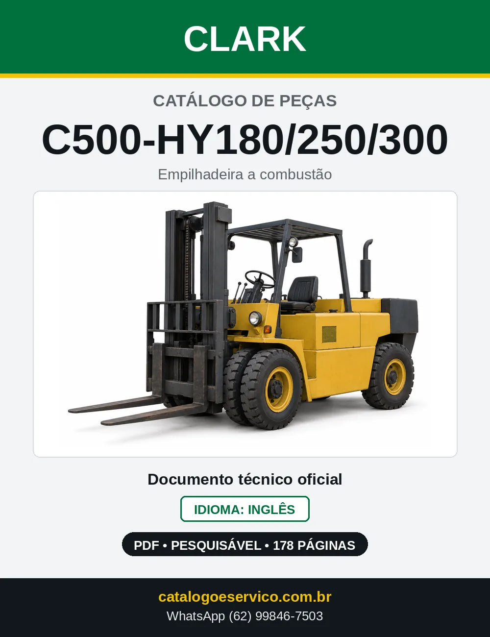 Catálogo de Peças Empilhadeira a Gasolina Clark C500-HY180/250/300 (HY1830) — capa