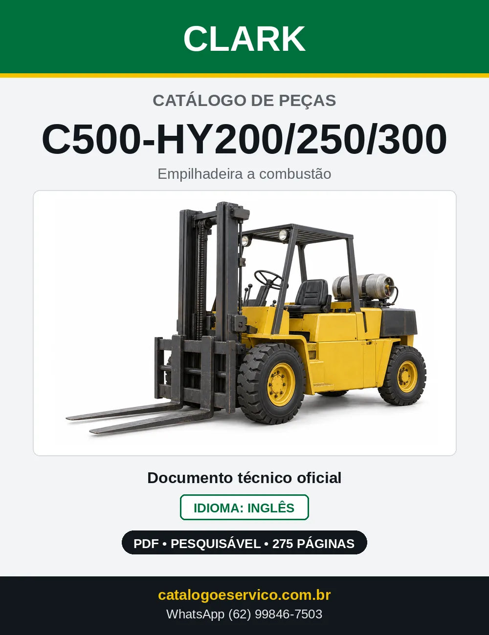 Catálogo de Peças Empilhadeira Clark C500-HY200/250/300 (HY2030) — capa