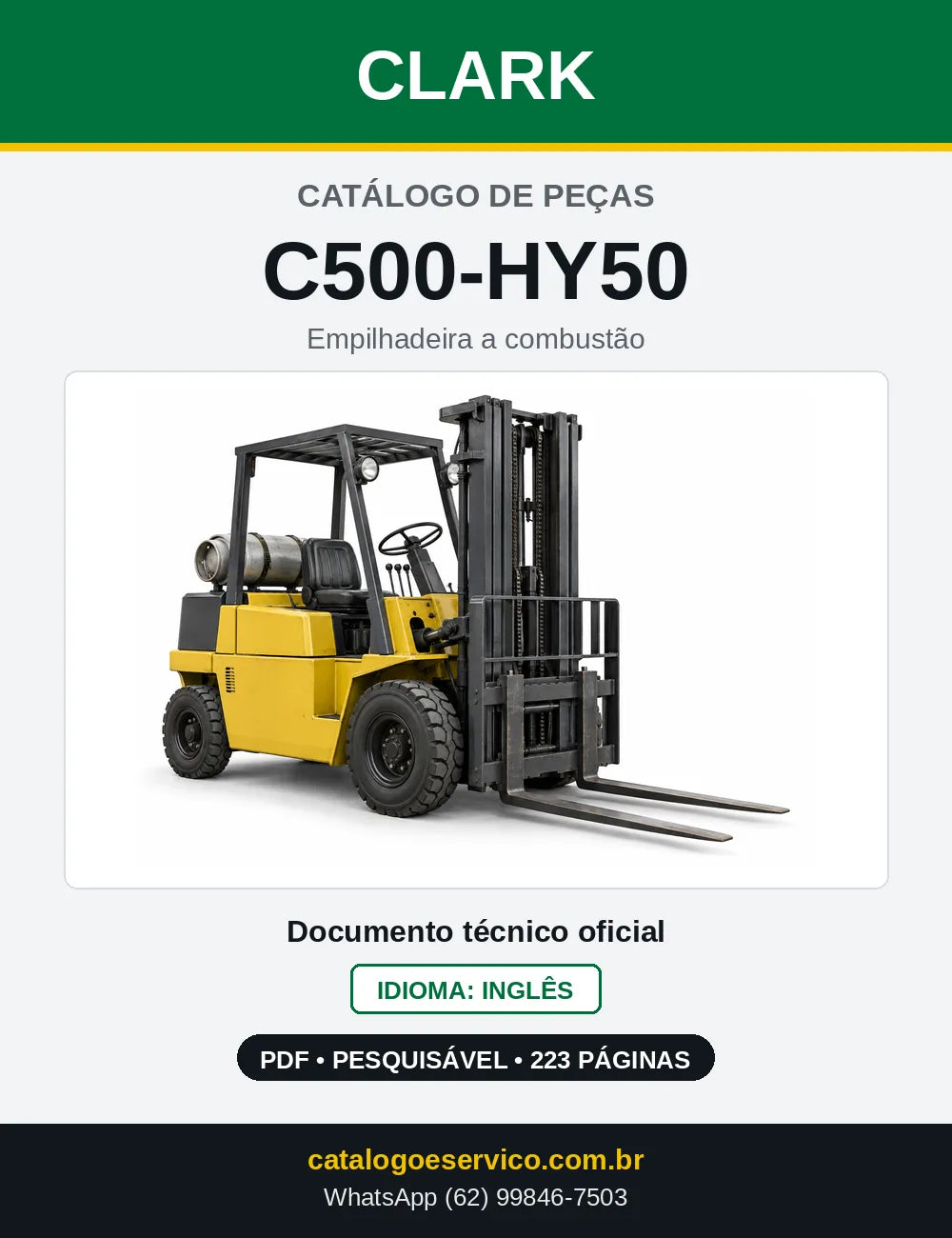 Catálogo de Peças Empilhadeira Clark C500-HY50 (HY0050) — capa