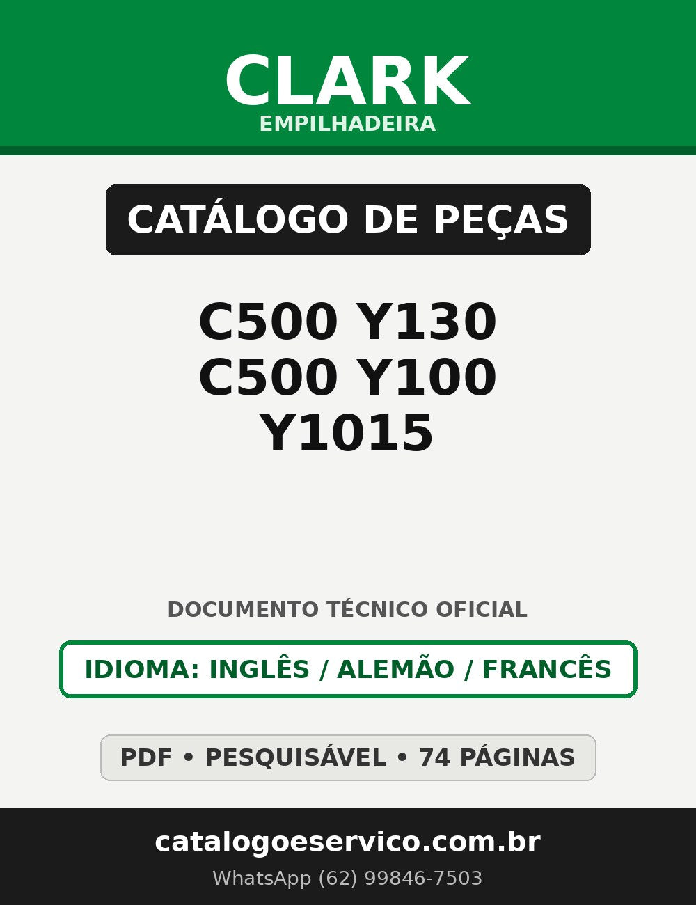 Catálogo de Peças Empilhadeira Clark C500 Y130/C500 Y100/Y1015 (conforme nome do arquivo)