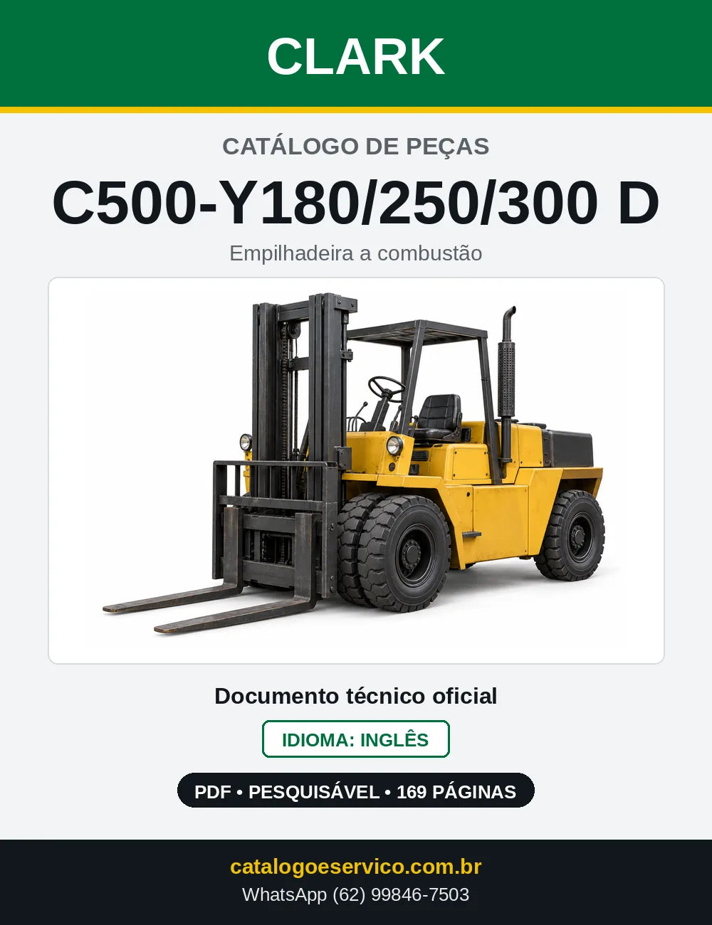 Catálogo de Peças Empilhadeira Diesel Clark C500-Y180/250/300 D (Y1830D) — capa