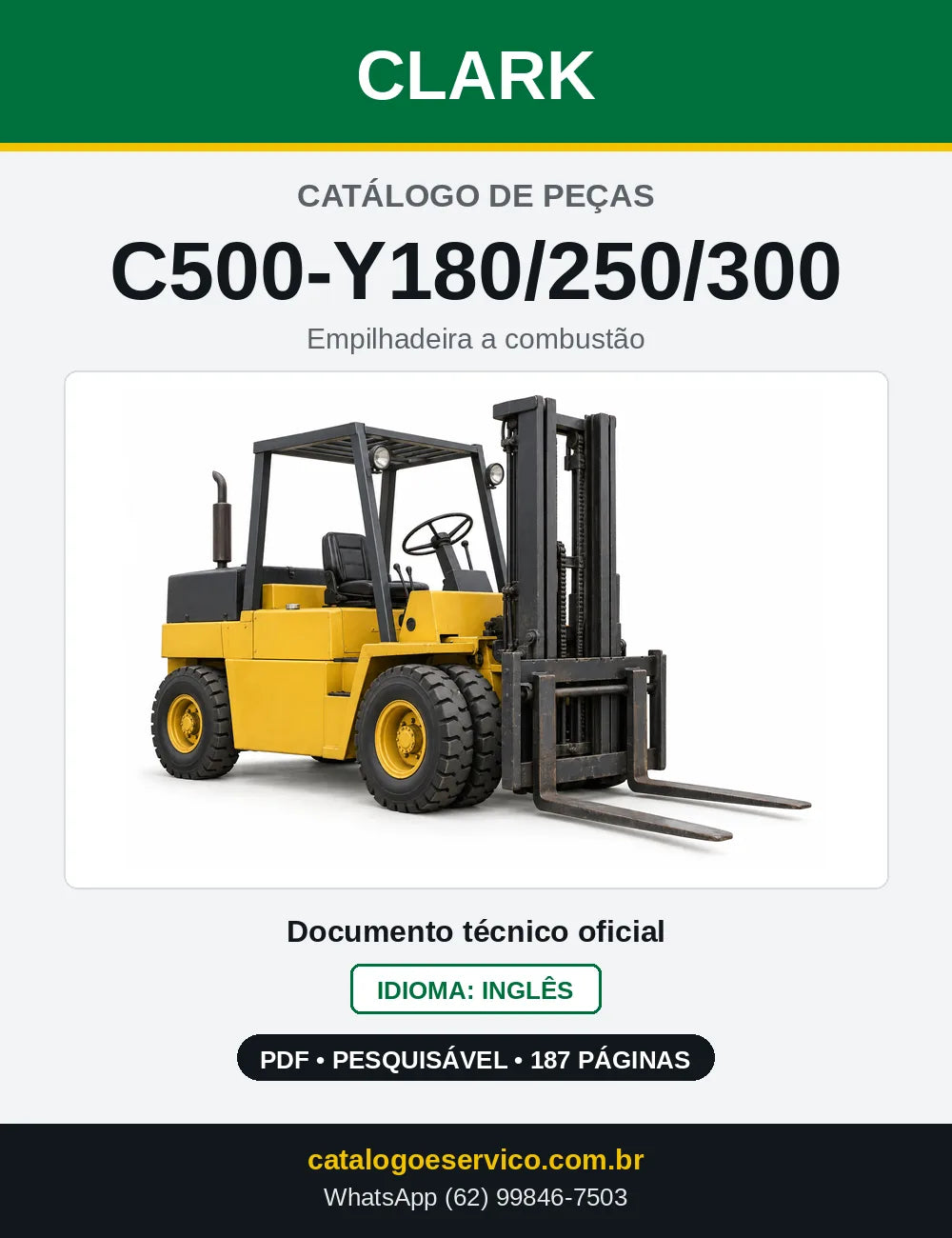 Catálogo de Peças Empilhadeira a Gasolina Clark C500-Y180/250/300 (Y1830) — capa