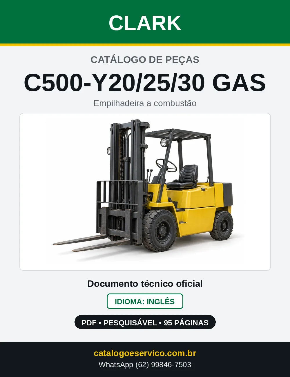 Catálogo de Peças Empilhadeira a Gasolina Clark C500-Y20/25/30 GAS (Y0235GAS) — capa
