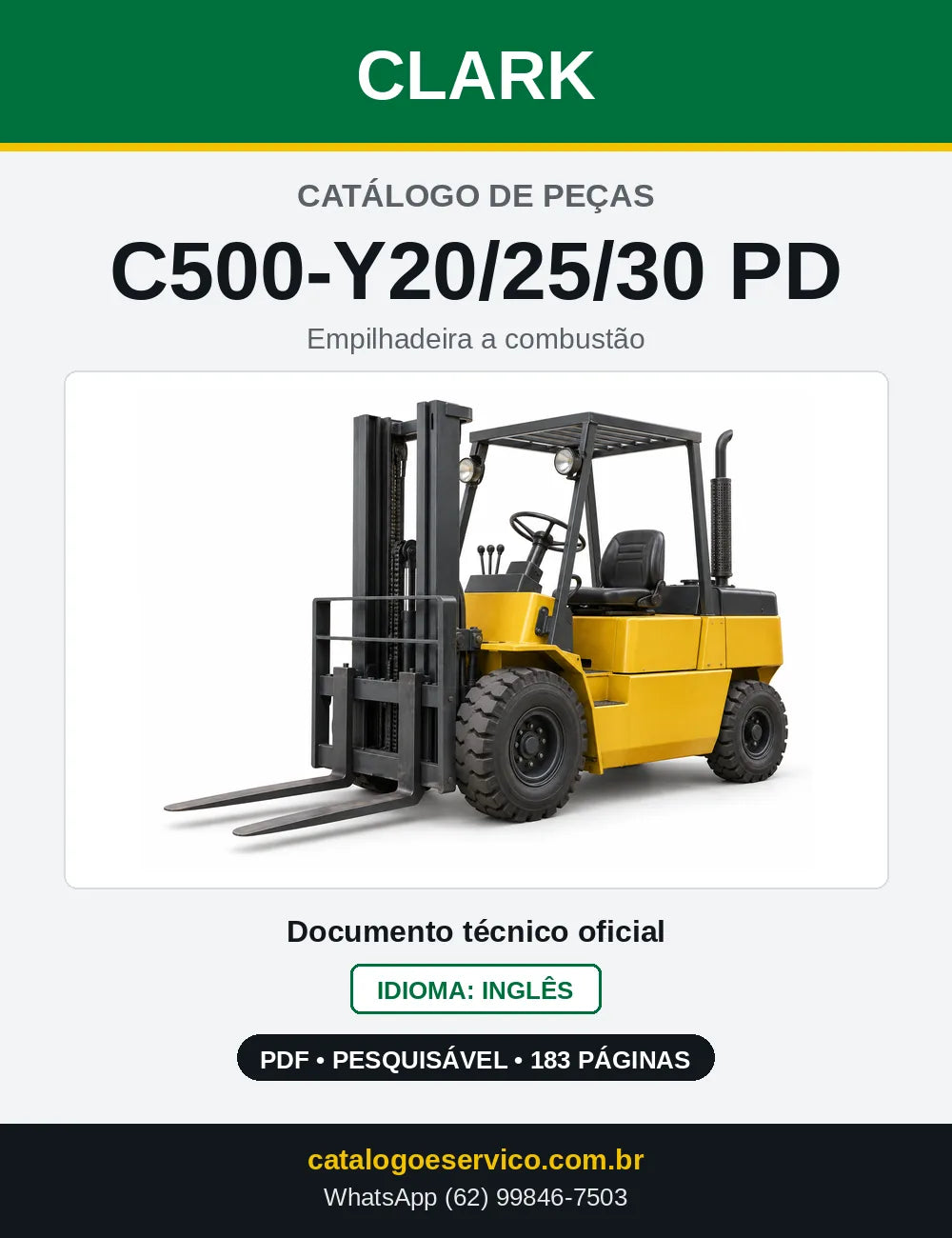 Catálogo de Peças Empilhadeira Diesel Clark C500-Y20/25/30 PD (Y0235PD) — capa