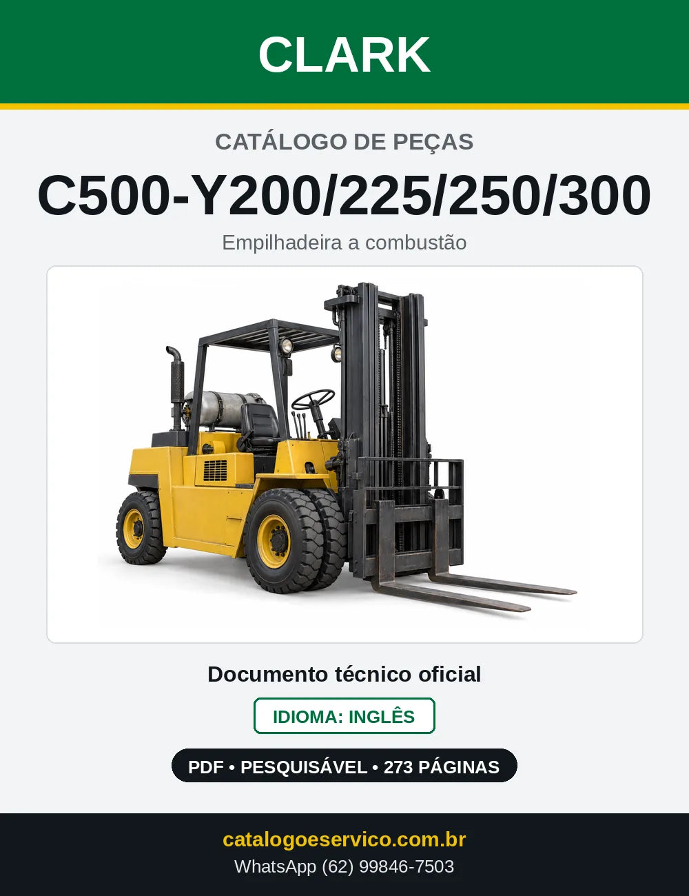 Catálogo de Peças Empilhadeira Clark C500-Y200/225/250/300 (Y2030) — capa