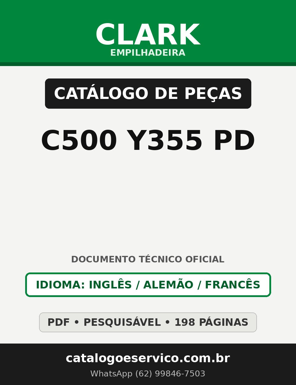 Catálogo de Peças Empilhadeira Clark C500 Y355 PD