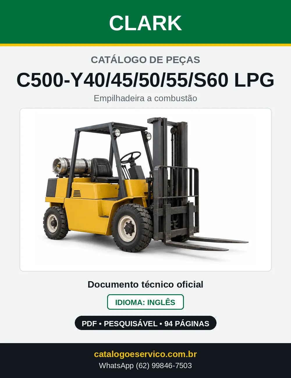 Catálogo de Peças Empilhadeira a GLP Clark C500-Y40/45/50/55/S60 LPG (Y0355LPG) — capa