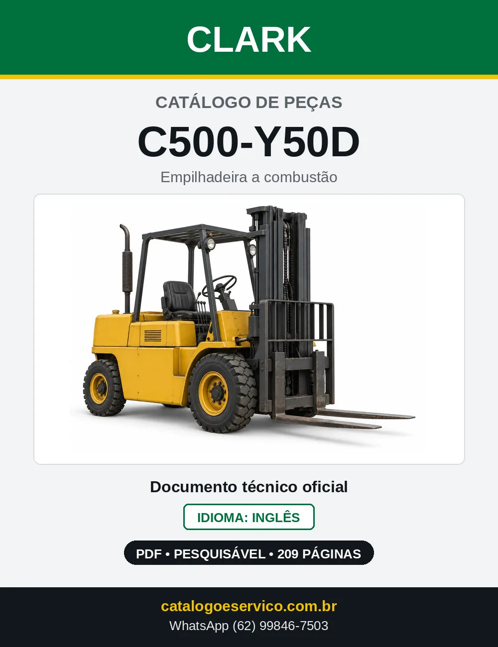 Catálogo de Peças Empilhadeira Diesel Clark C500-Y50D (Y0050D) — capa
