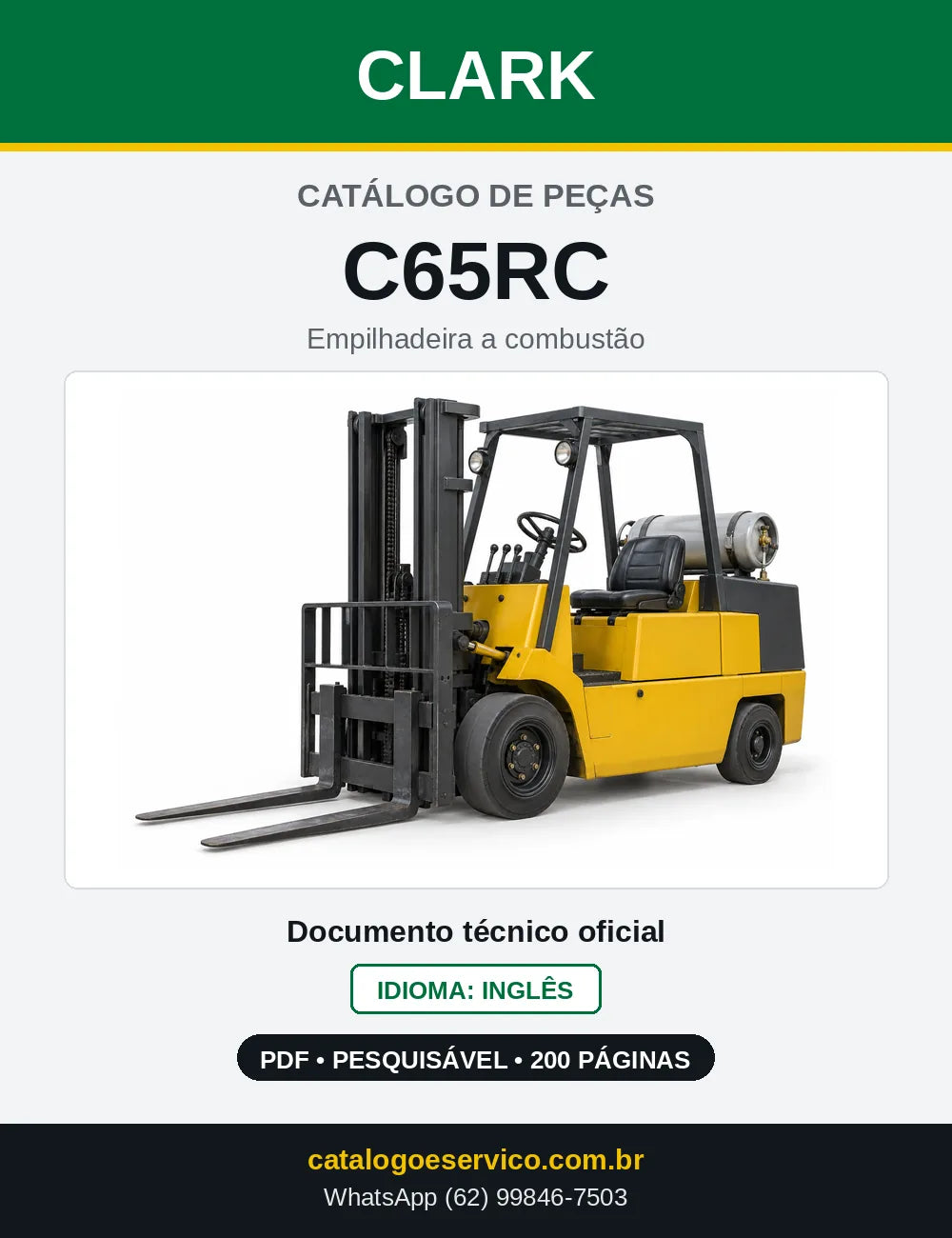 Catálogo de Peças Empilhadeira Clark C65RC (C0065RC) — capa