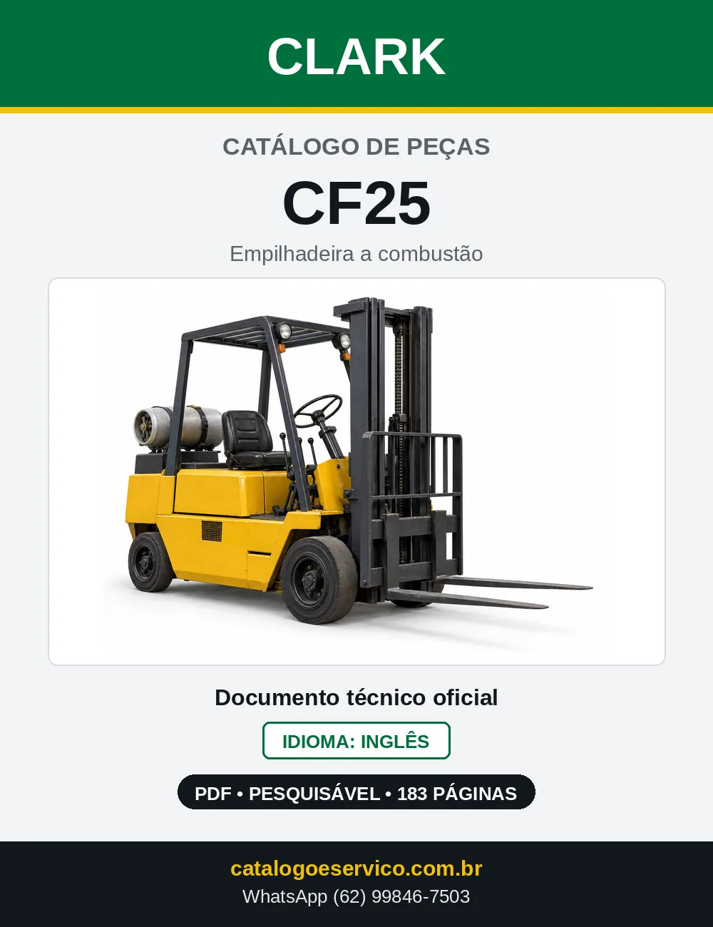 Catálogo de Peças Empilhadeira Clark CF25 (CF0025) — capa