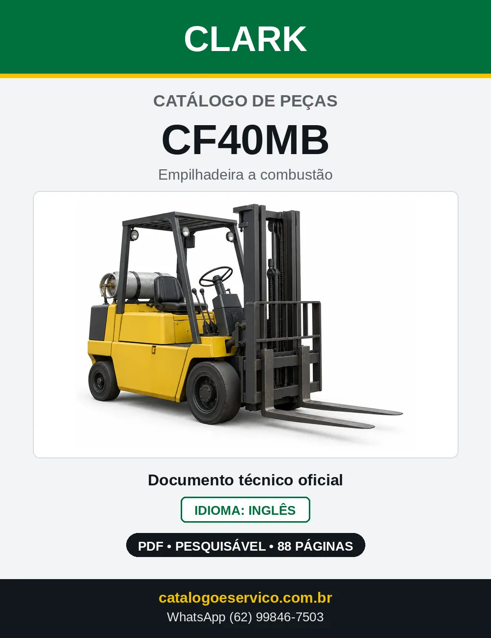 Catálogo de Peças Empilhadeira Clark CF40MB (CF0040MB) — capa