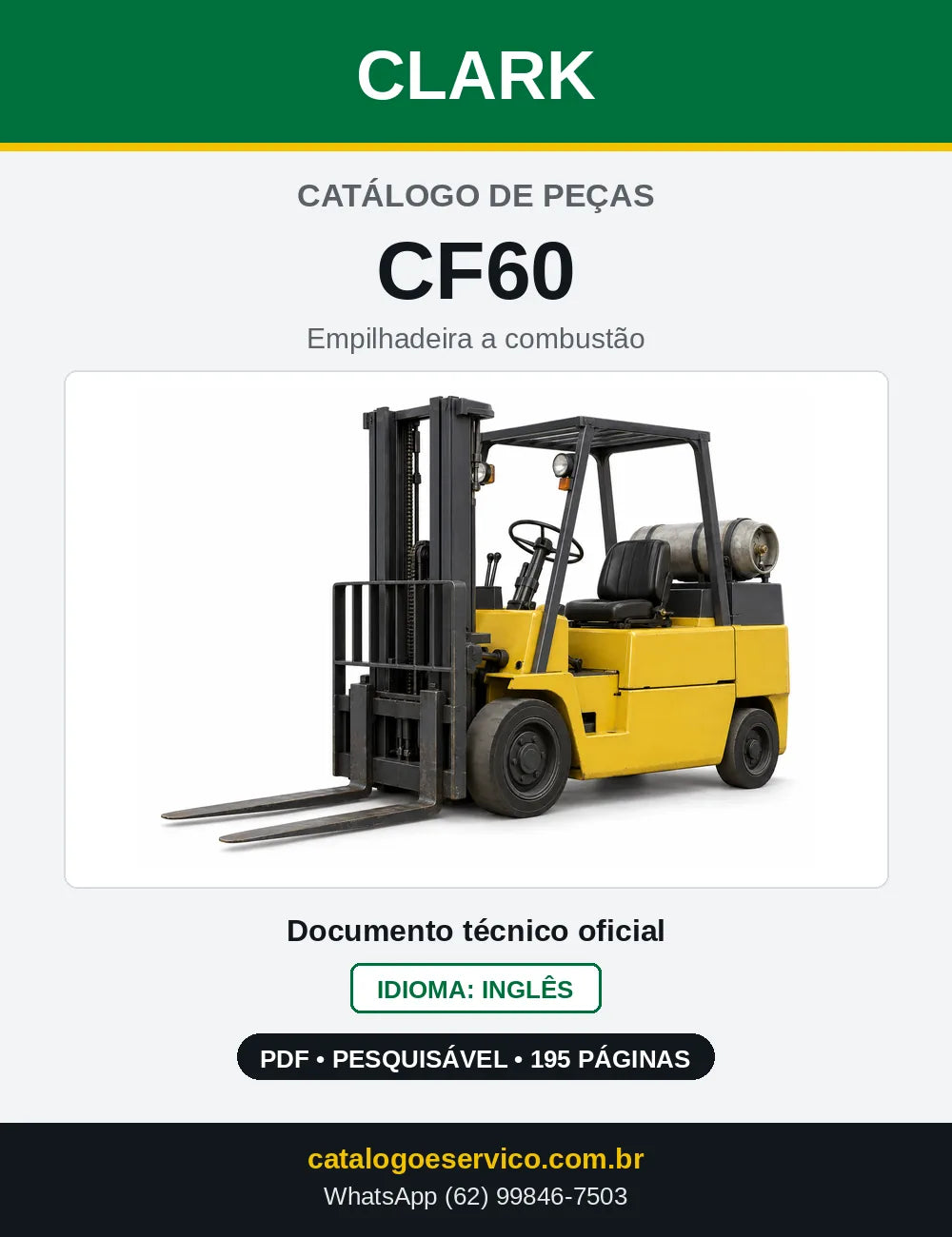 Catálogo de Peças Empilhadeira Clark CF60 (CF0060) — capa