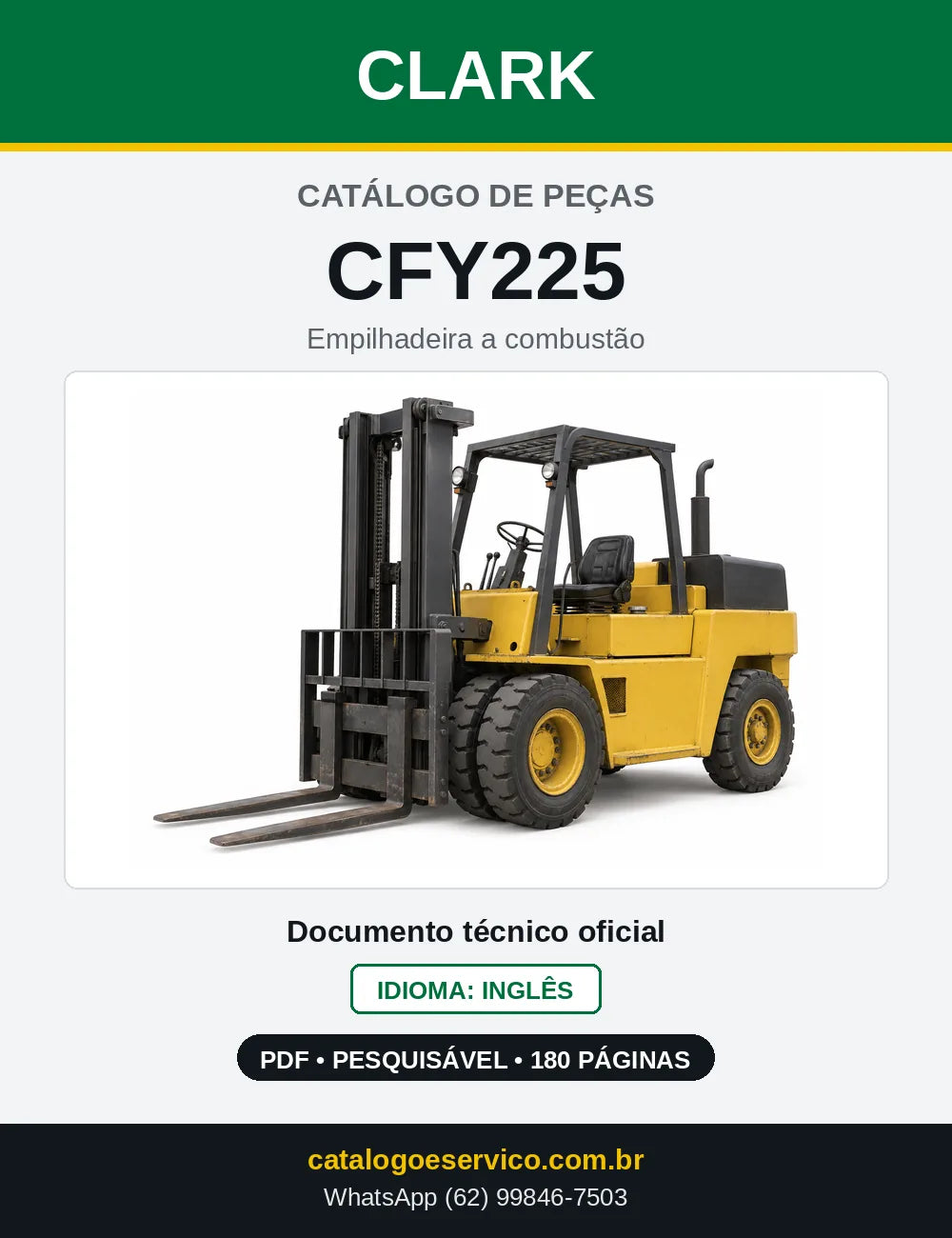 Catálogo de Peças Empilhadeira a Gasolina Clark CFY225 (CFY0225) — capa