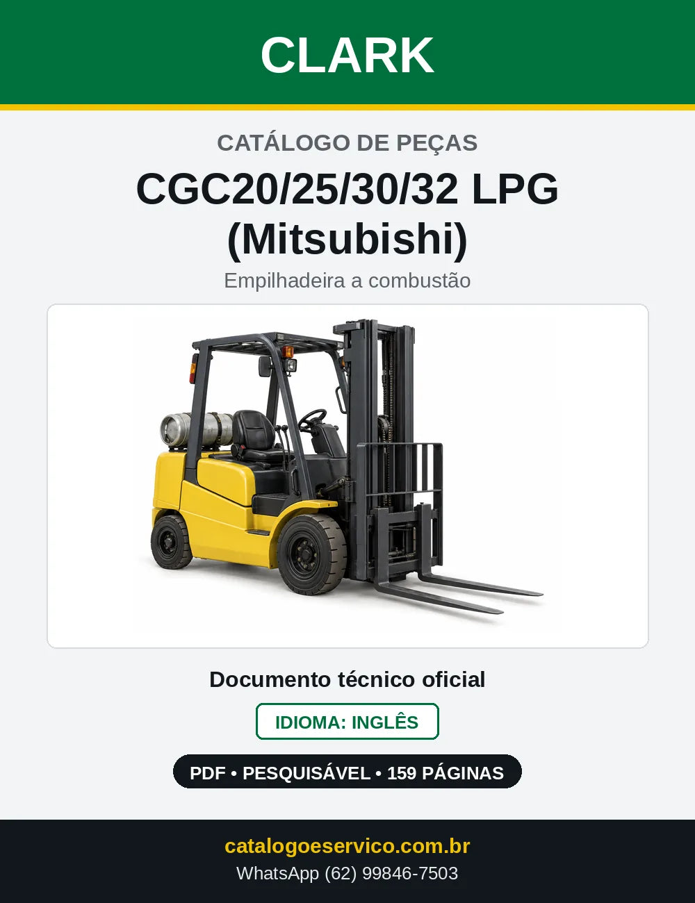 Catálogo de Peças Empilhadeira a GLP Clark CGC20/25/30/32 LPG (Mitsubishi) (C0365L) — capa