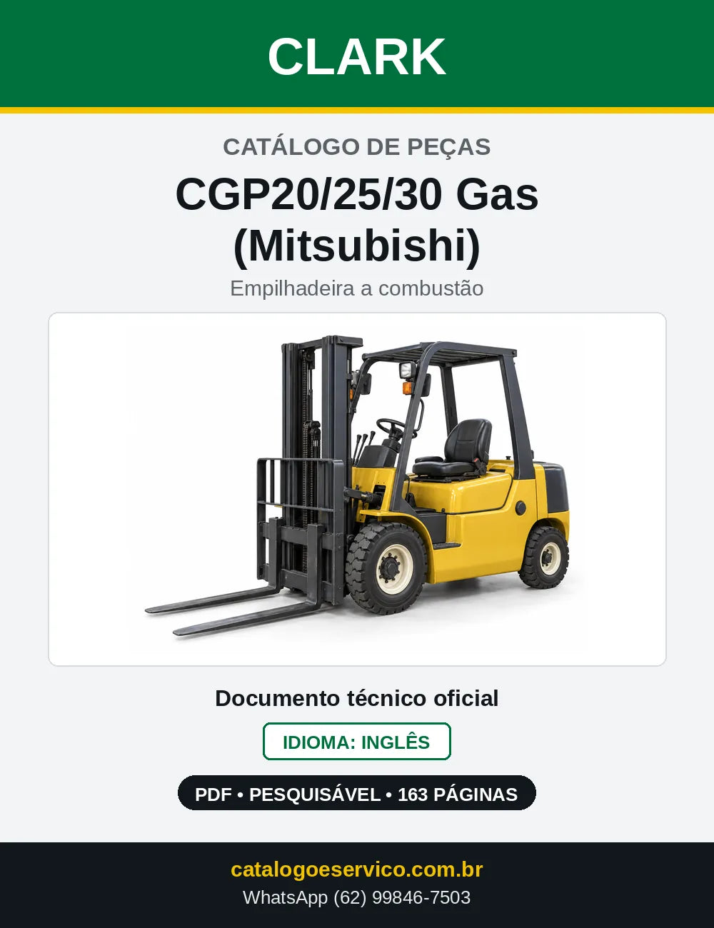 Catálogo de Peças Empilhadeira a Gasolina Clark CGP20/25/30 Gas (Mitsubishi) (P0365G) — capa