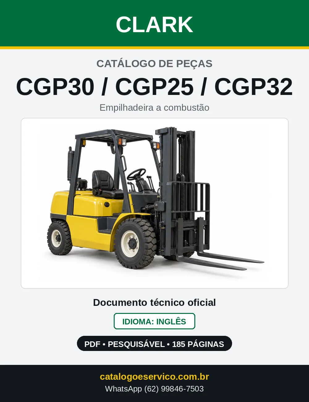 Catálogo de Peças Empilhadeira a Gasolina Clark CGP30 / CGP25 / CGP32 (P0365GI) — capa