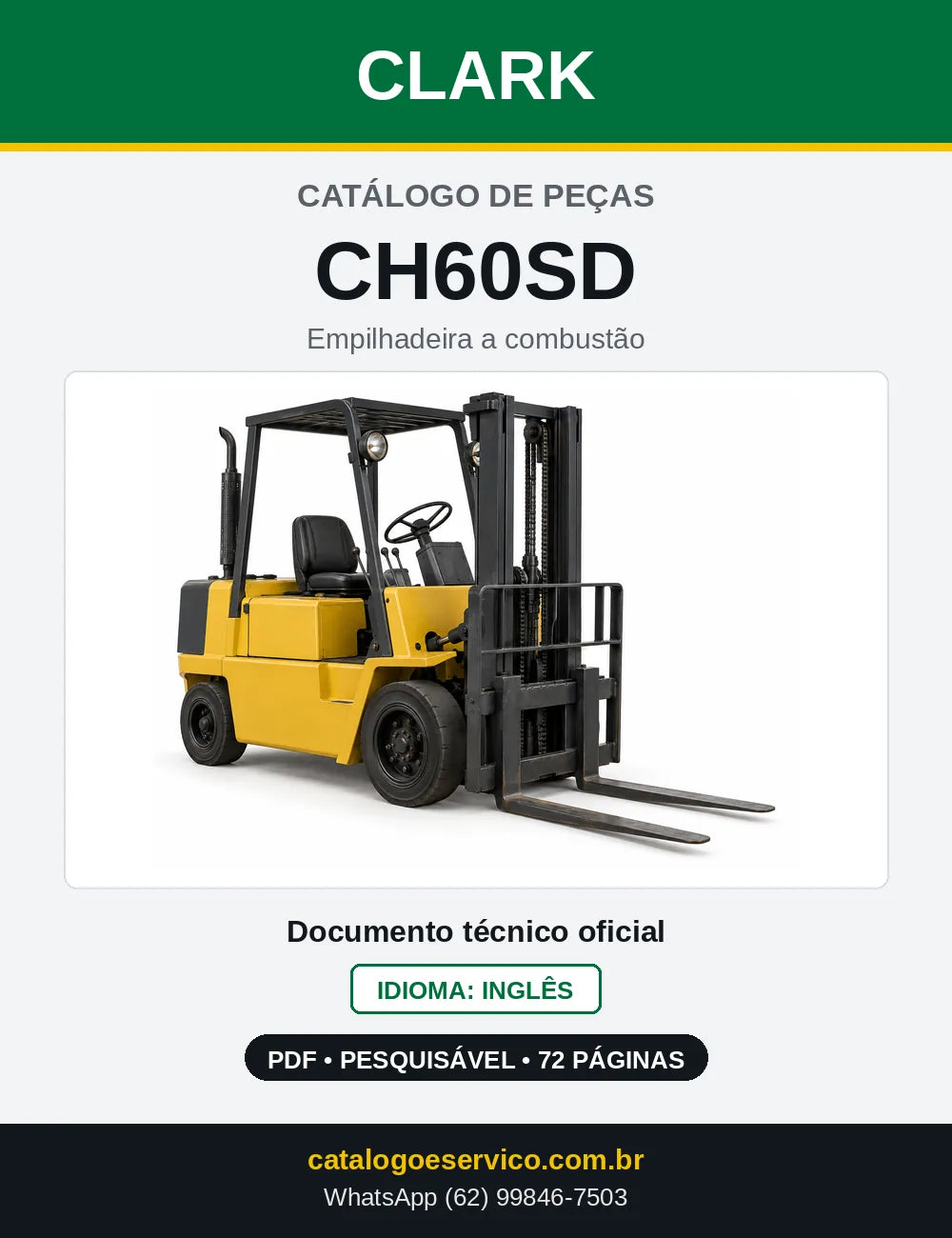 Catálogo de Peças Empilhadeira Diesel Clark CH60SD (CH0060SD) — capa