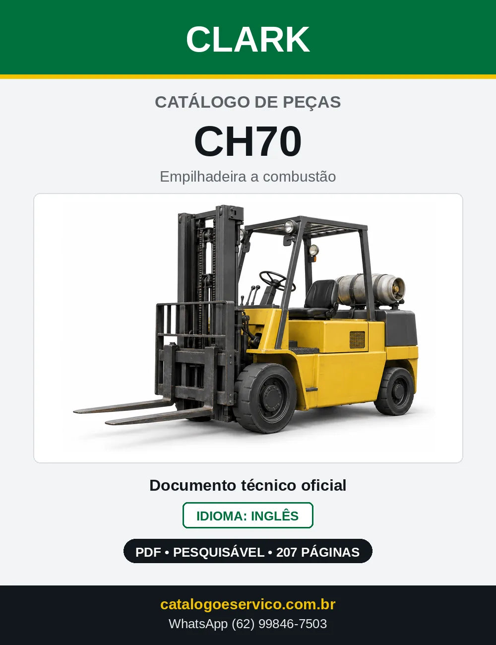 Catálogo de Peças Empilhadeira Clark CH70 (CH0070) — capa