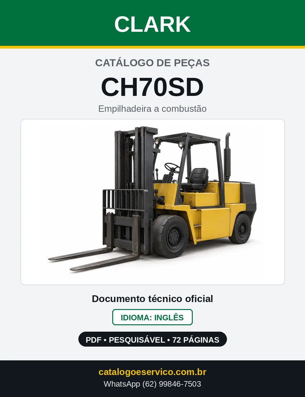 Catálogo de Peças Empilhadeira Diesel Clark CH70SD (CH0070SD) — capa