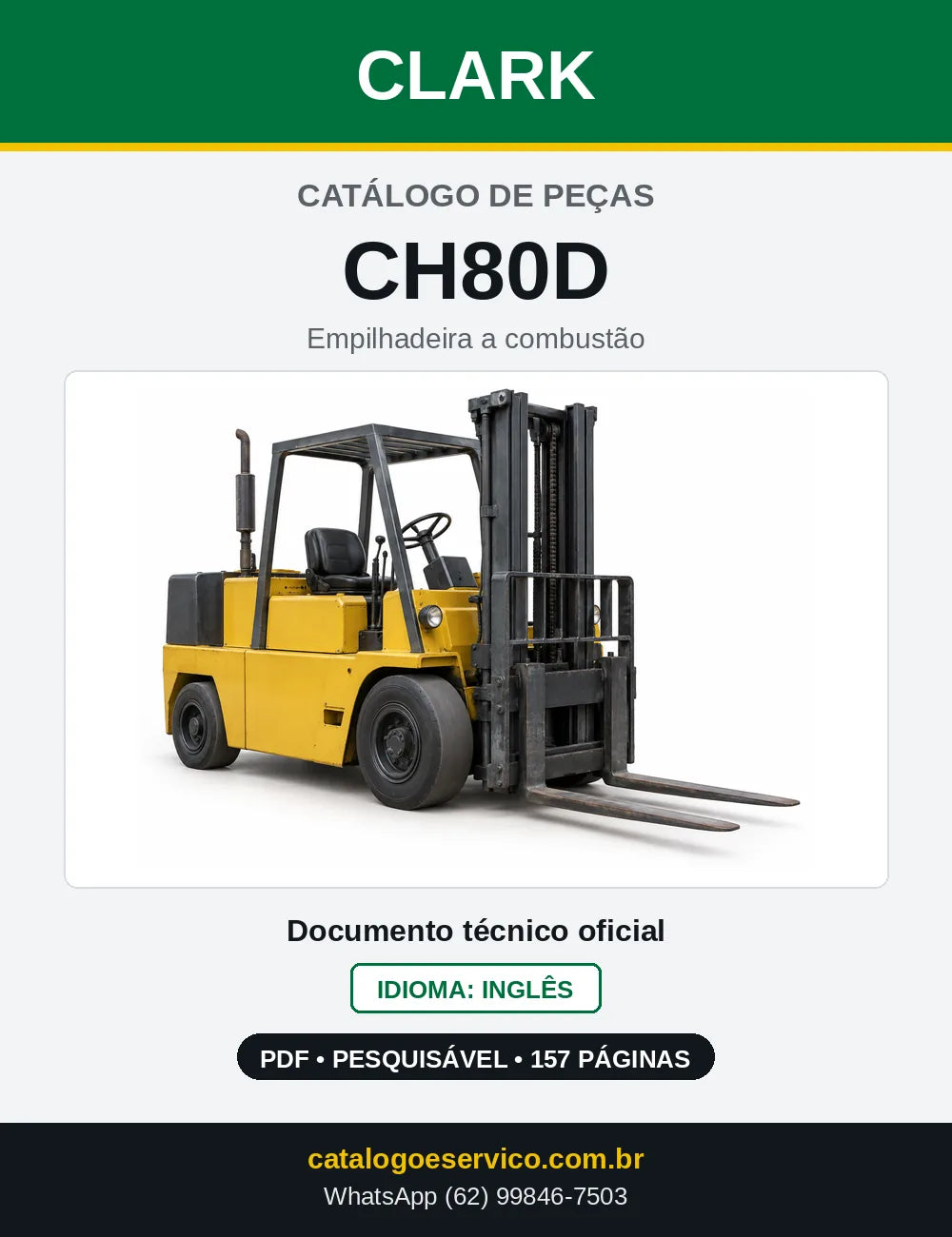 Catálogo de Peças Empilhadeira Diesel Clark CH80D (CH0080D) — capa