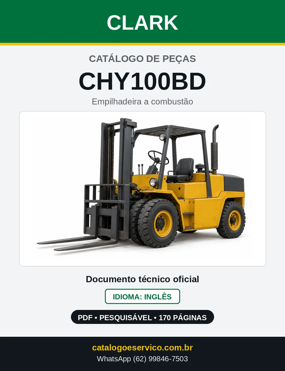 Catálogo de Peças Empilhadeira Diesel Clark CHY100BD (CHY0100BD) — capa