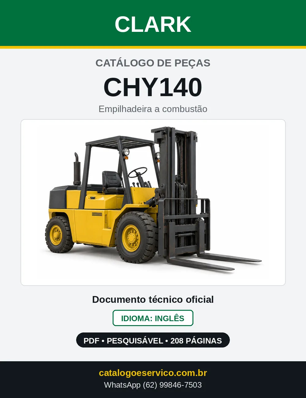 Catálogo de Peças Empilhadeira a Gasolina Clark CHY140 (CHY0140) — capa